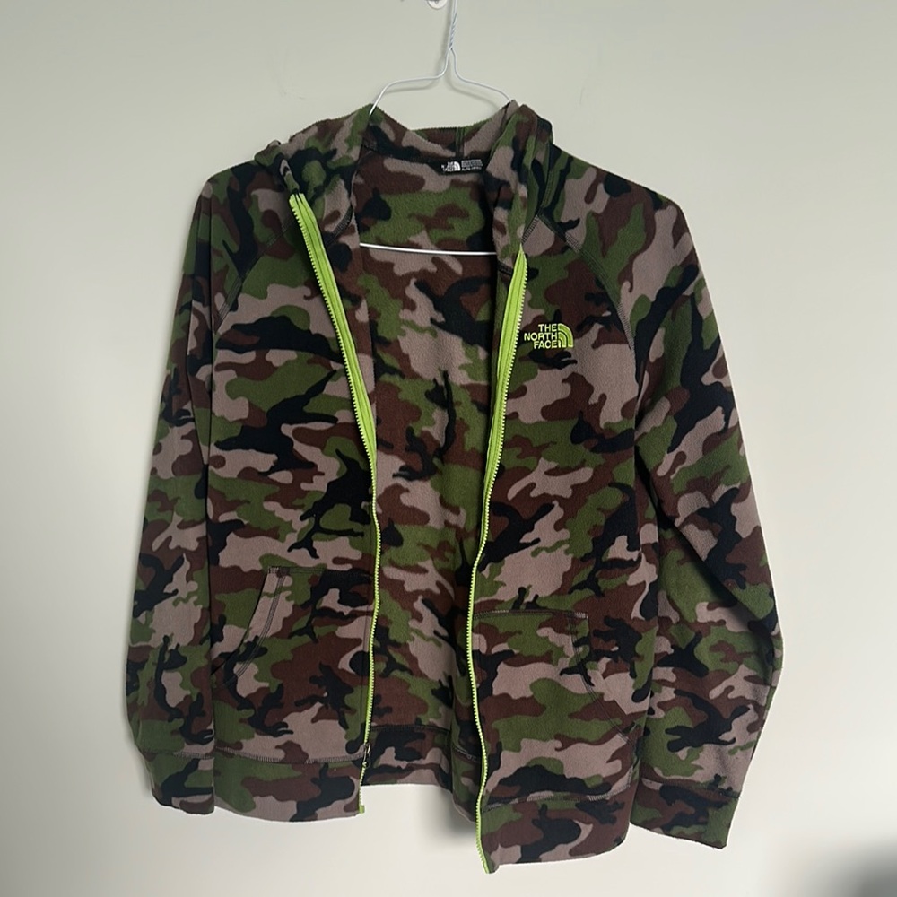 The North Face Kids Camo Pea Coat with Green Accents